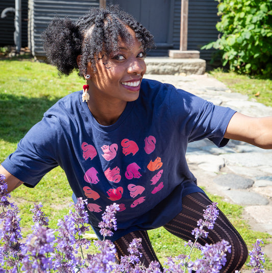 Pink Modern Squirrel Grid Tee
