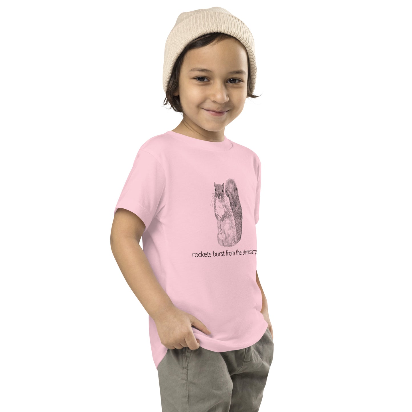Rockets Burst from the Streetlamps Toddler Squirrel T-shirt
