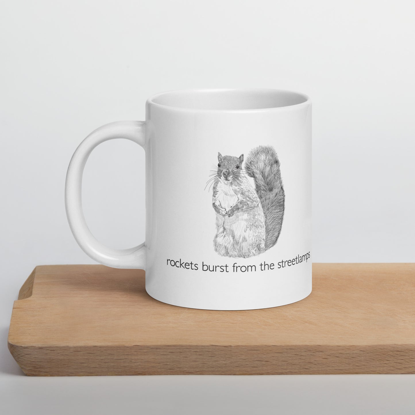 Rockets Burst from the Streetlams Classic, Classy White Squirrel Mug