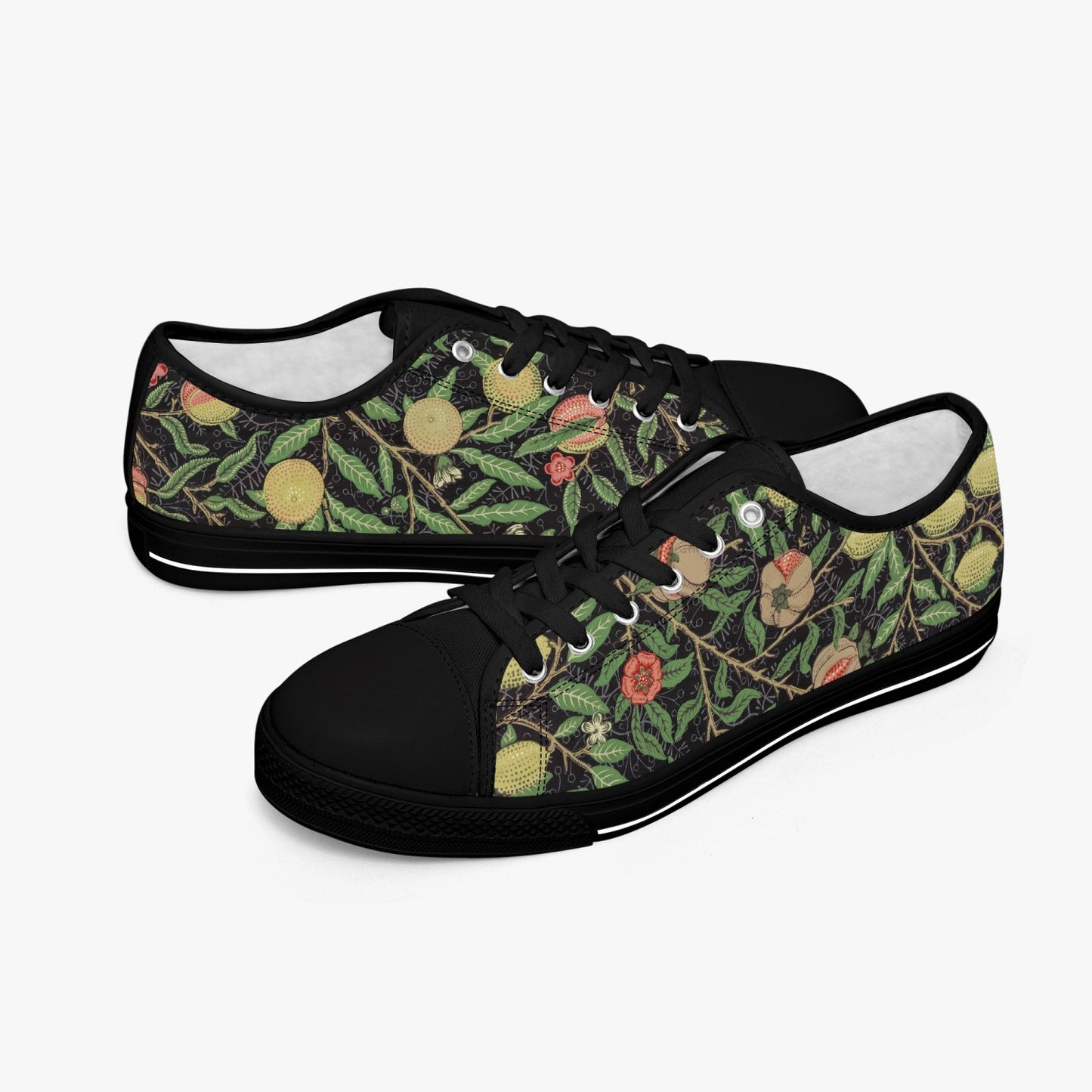 Flowered Sneakers: Canvas Low-Tops with Pomegranate William Morris Wallpaper Design