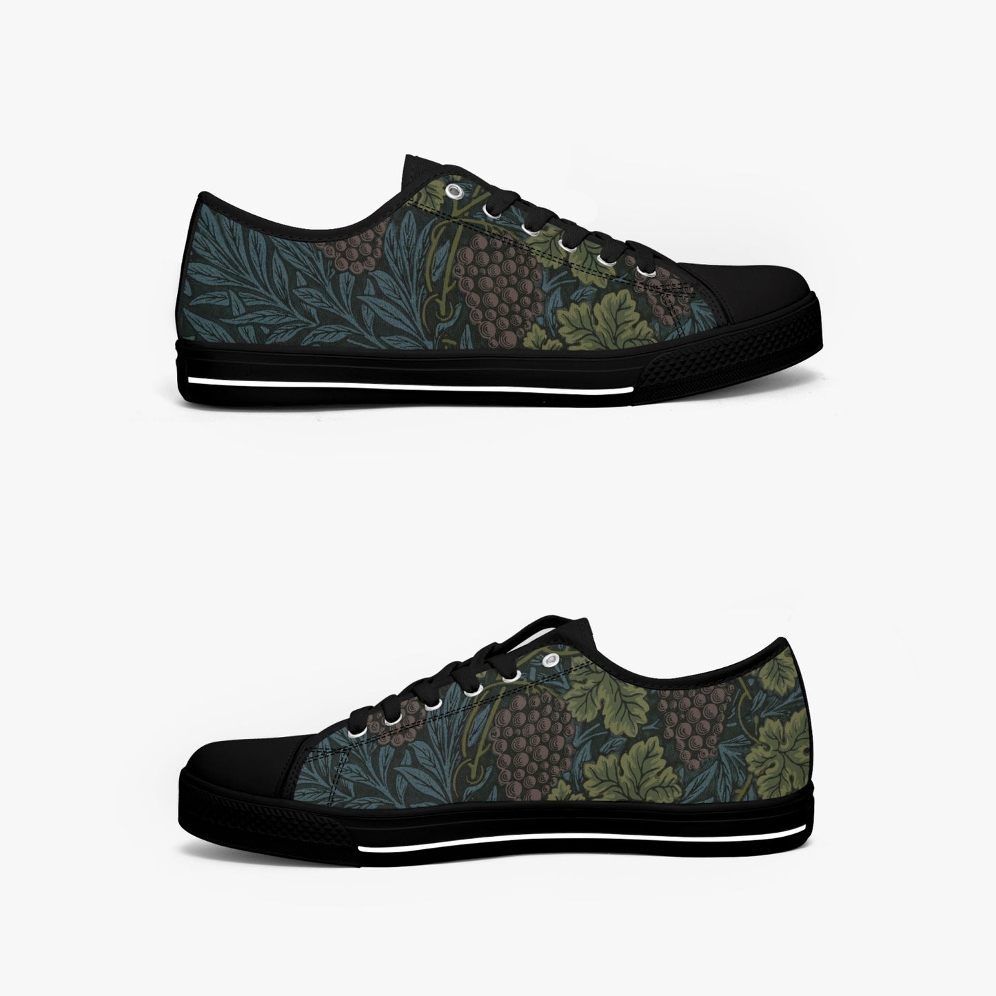 Flowered Sneakers: Canvas Low-Tops with Vine William Morris Wallpaper Design