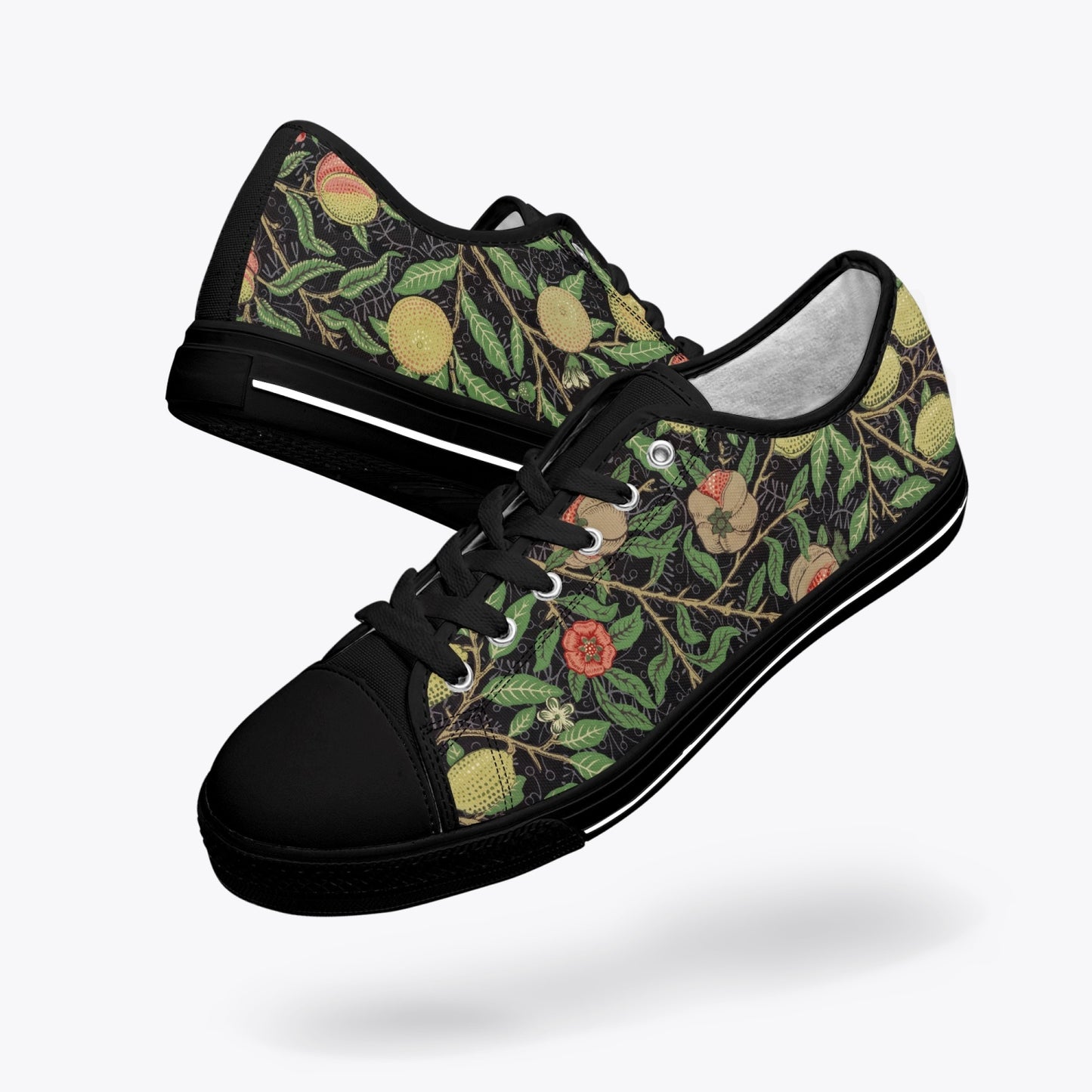 Flowered Sneakers: Canvas Low-Tops with Pomegranate William Morris Wallpaper Design