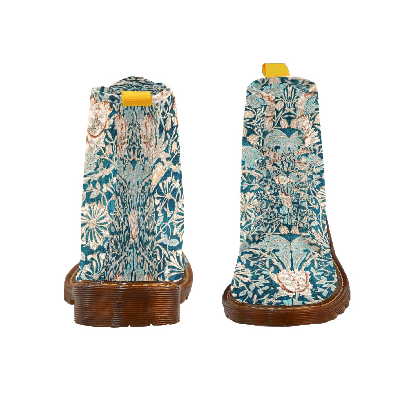Men’s Flowered Canvas Boots with Hyacinth William Morris Wallpaper Design — Special Edition Yellow Pull Tab