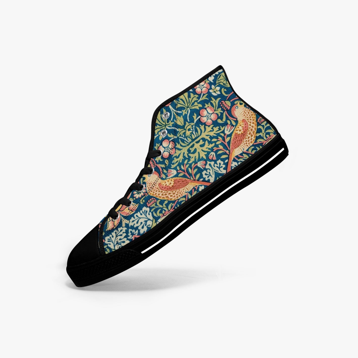 Flowered Sneakers: Canvas High-Tops with Strawberry Thief William Morris Wallpaper Design