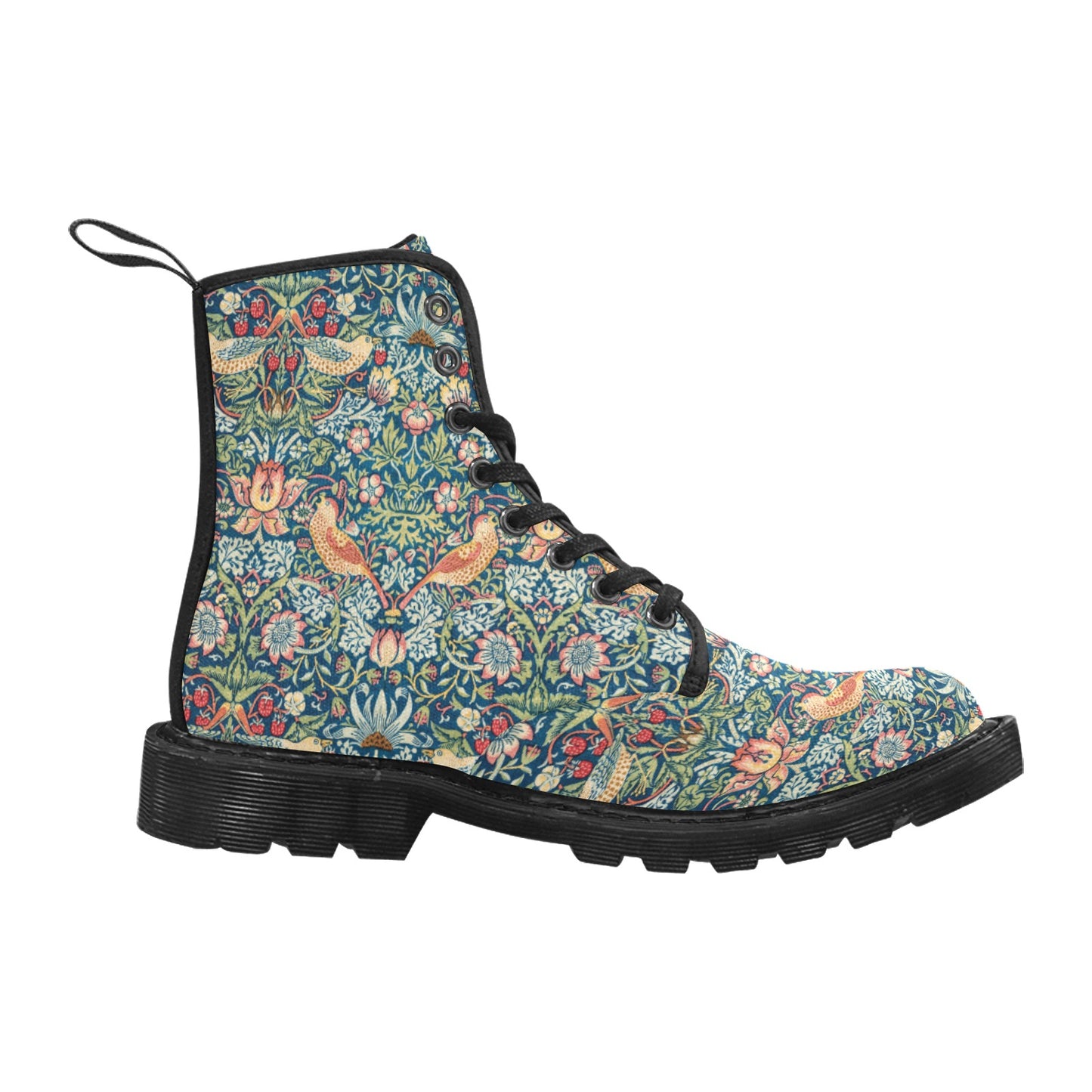 Men’s Flowered Canvas Boots with Strawberry Thief William Morris Wallpaper Design
