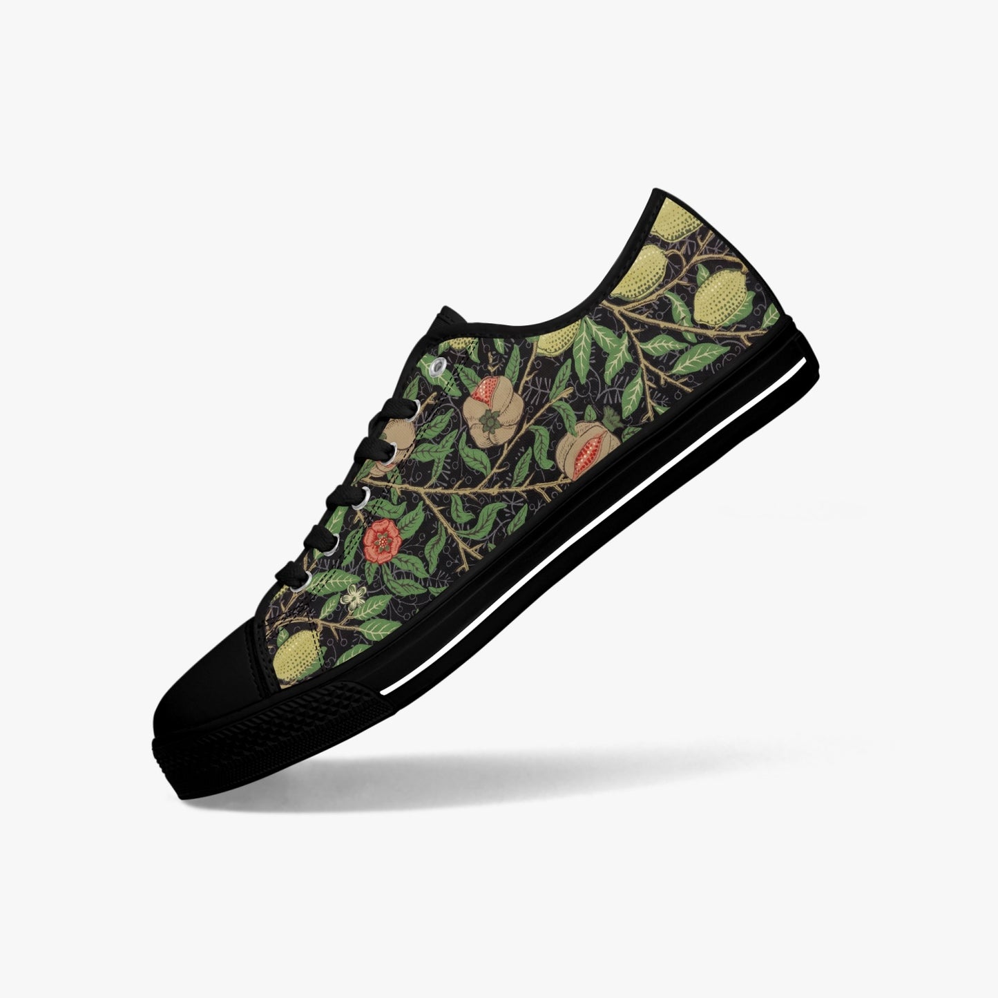 Flowered Sneakers: Canvas Low-Tops with Pomegranate William Morris Wallpaper Design
