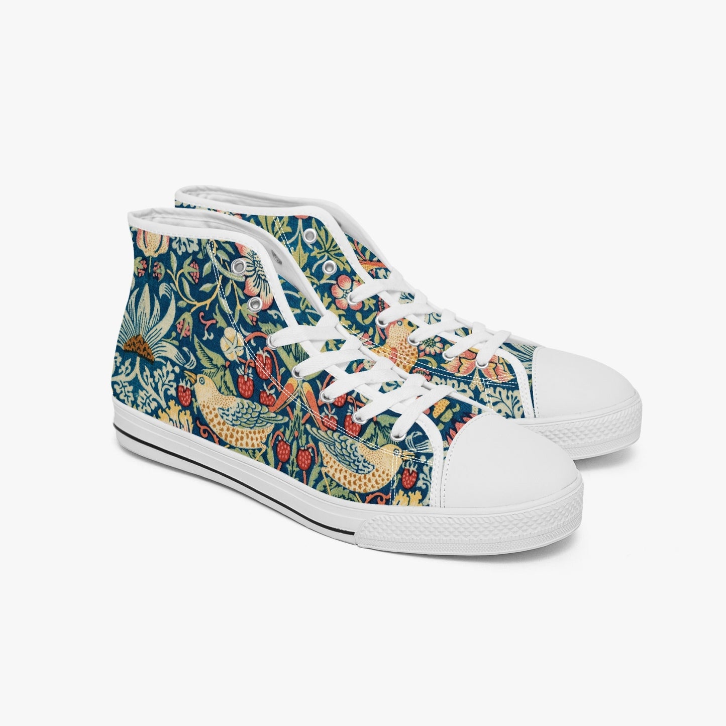 Flowered Sneakers: Canvas High-Tops with Strawberry Thief William Morris Wallpaper Design