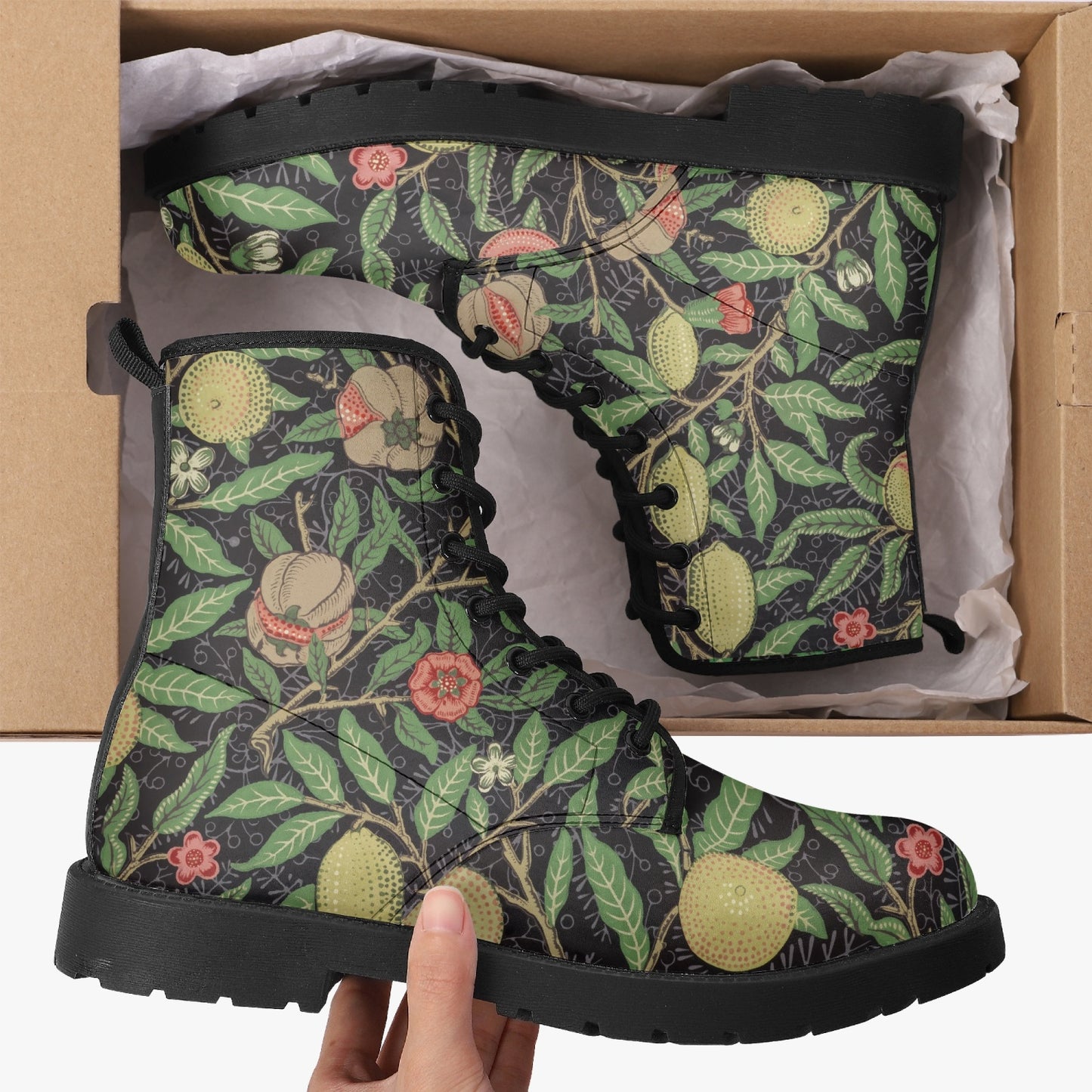 Flowered Boots: Docs Style William Morris Wallpaper Pattern Pomegranate