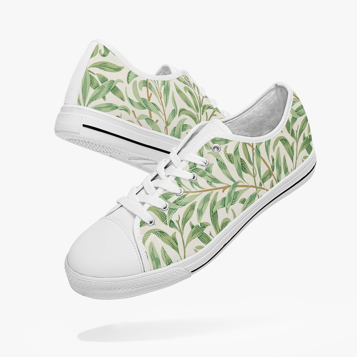 Flowered Sneakers: Canvas Low-Tops with Willow Bough William Morris Wallpaper Design