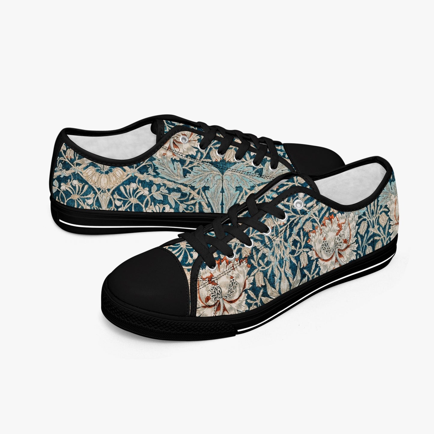 Flowered Sneakers: Canvas Low-Tops with Hyacinth William Morris Wallpaper Design