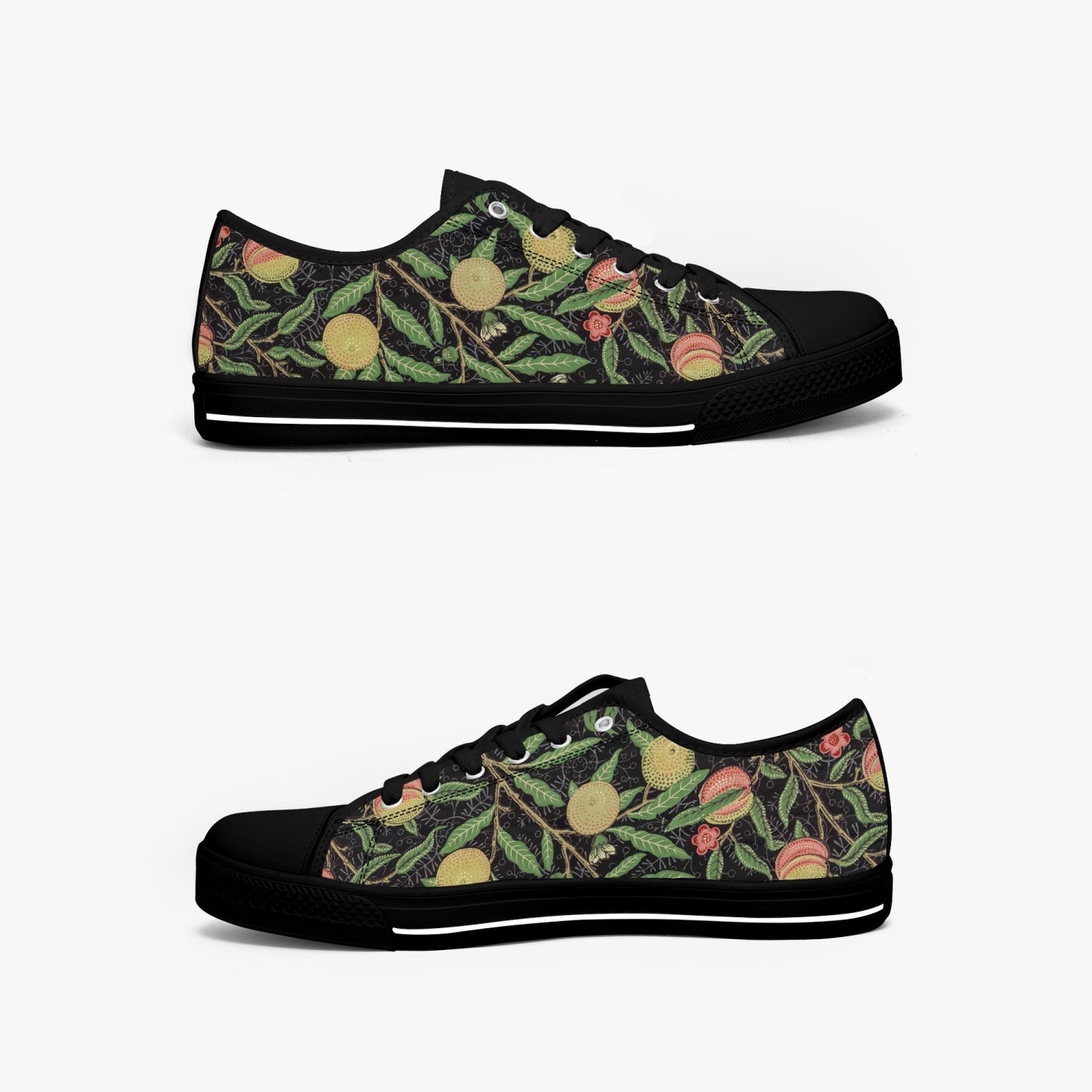 Flowered Sneakers: Canvas Low-Tops with Pomegranate William Morris Wallpaper Design