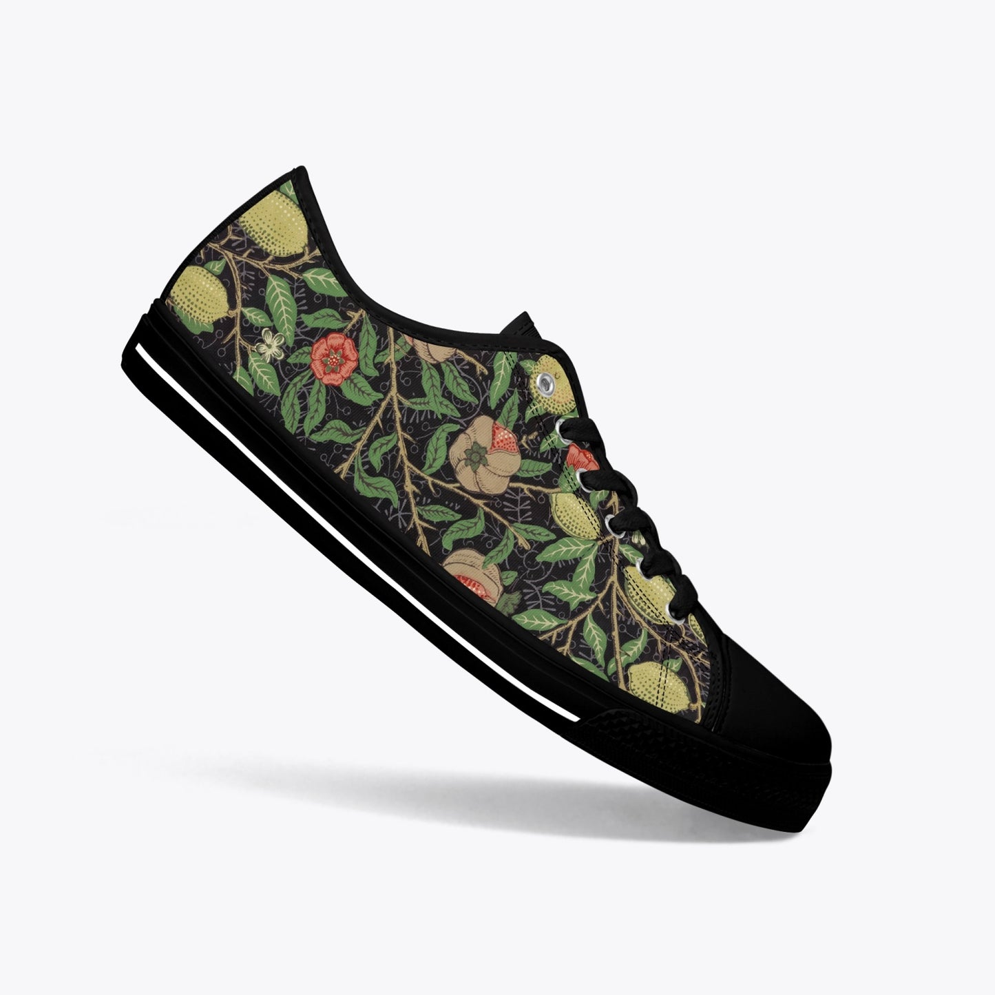 Flowered Sneakers: Canvas Low-Tops with Pomegranate William Morris Wallpaper Design