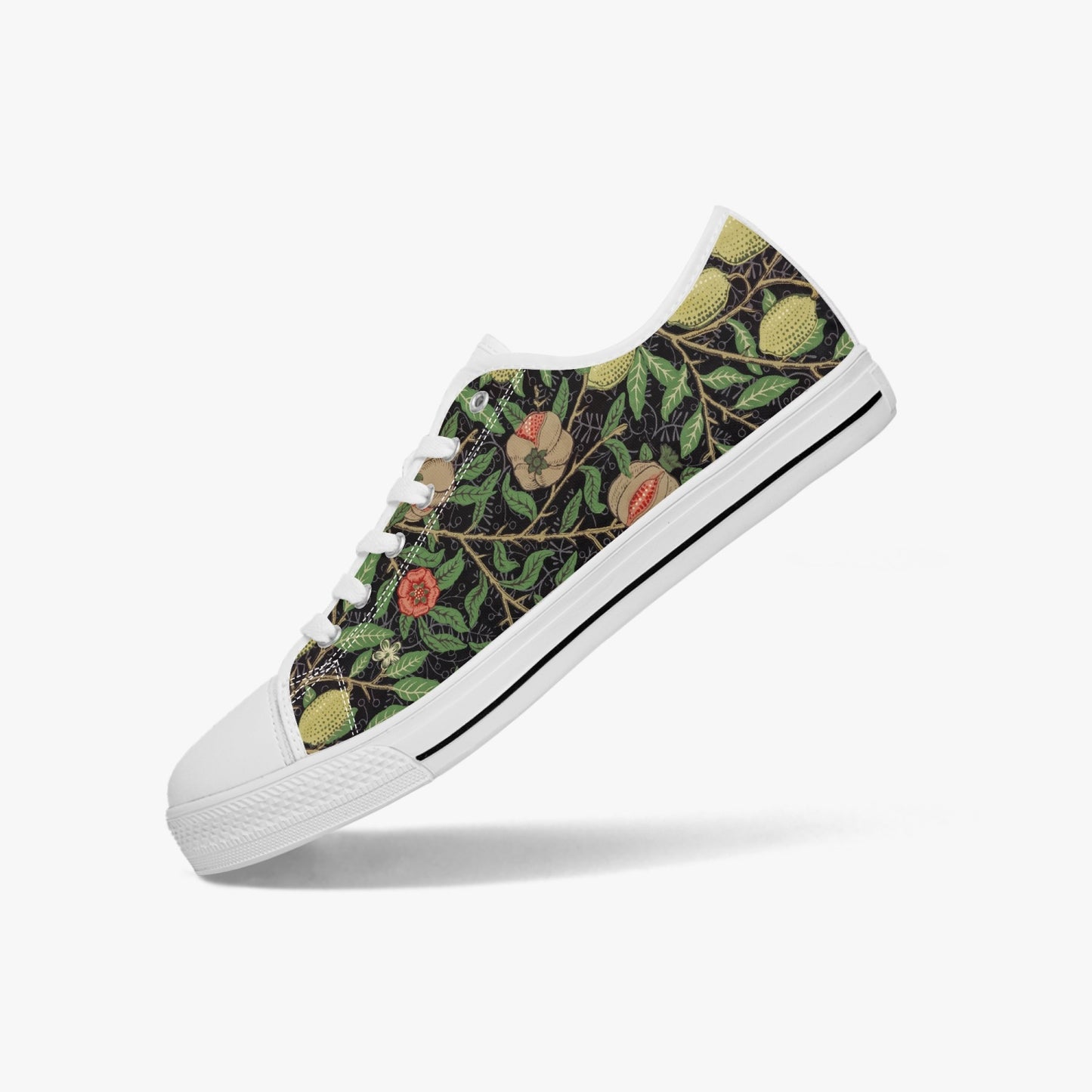 Flowered Sneakers: Canvas Low-Tops with Pomegranate William Morris Wallpaper Design