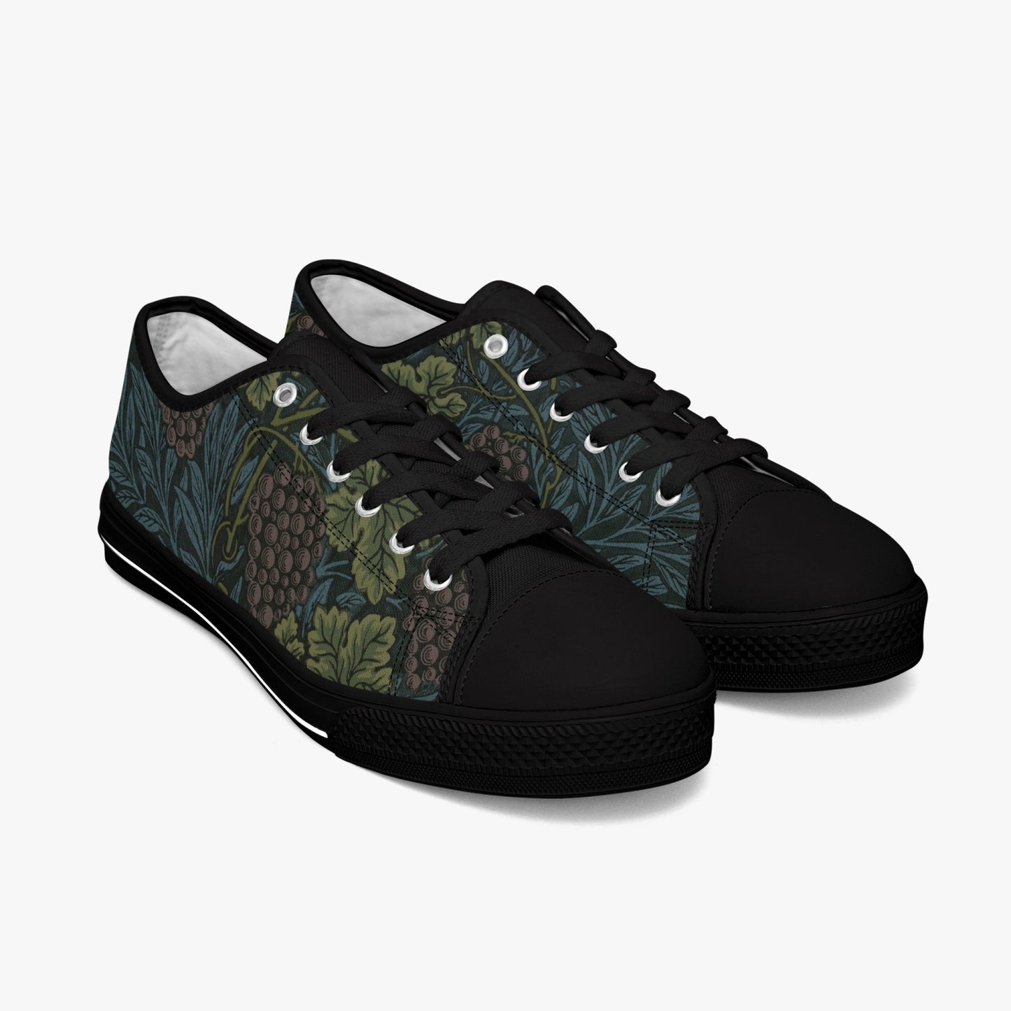 Flowered Sneakers: Canvas Low-Tops with Vine William Morris Wallpaper Design