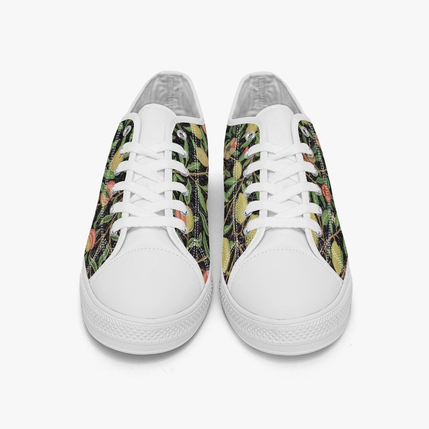 Flowered Sneakers: Canvas Low-Tops with Pomegranate William Morris Wallpaper Design