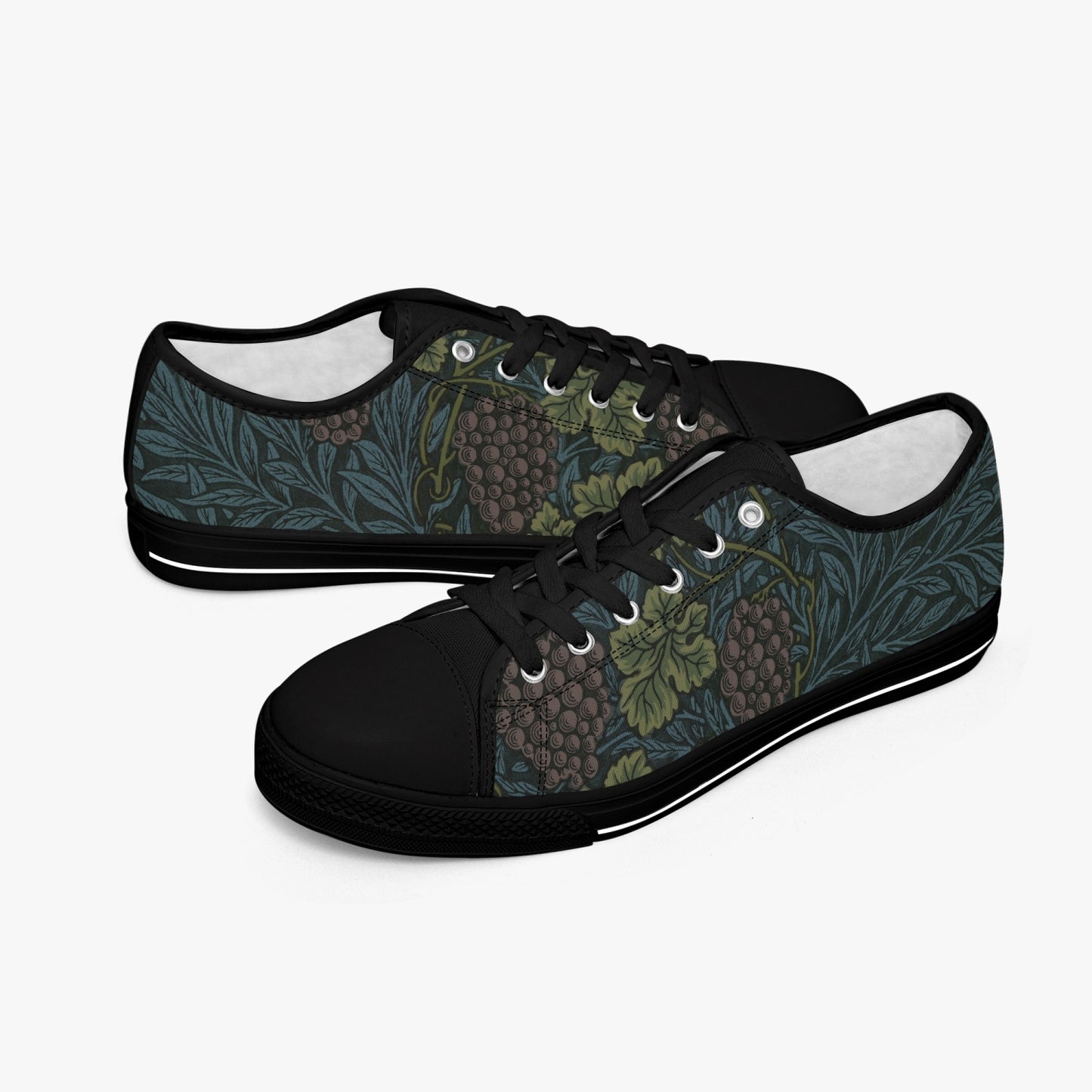 Flowered Sneakers: Canvas Low-Tops with Vine William Morris Wallpaper Design