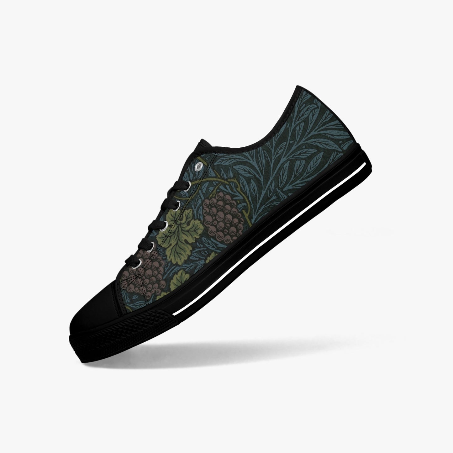 Flowered Sneakers: Canvas Low-Tops with Vine William Morris Wallpaper Design