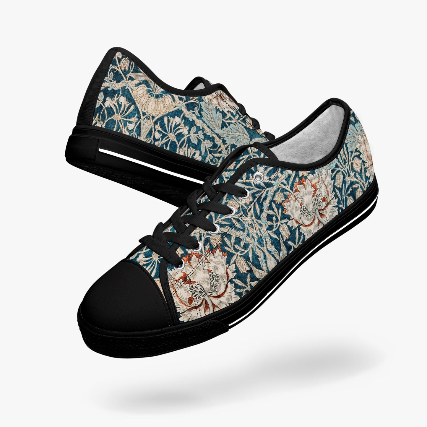 Flowered Sneakers: Canvas Low-Tops with Hyacinth William Morris Wallpaper Design