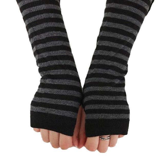 Grey & Black stripey arm warmers - Keep Salem Odd