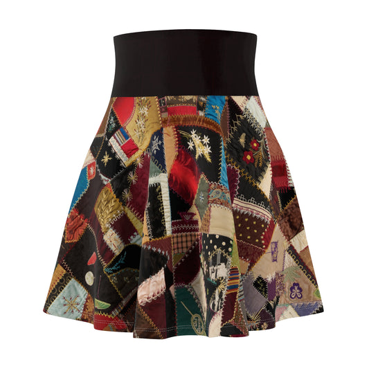 Victorian Embroidered Crazy Quilt Dark Academia Circle Skirt