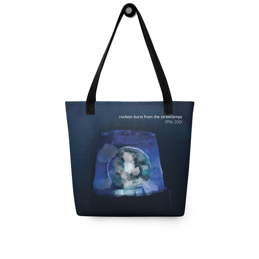 Rockets Burst from the Streetlamps Memorial Blue Light Tote Bag