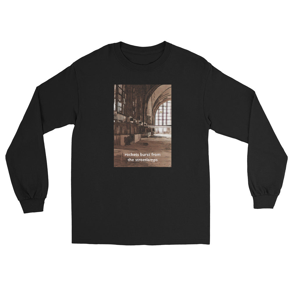 Rockets Burst from the Streetlamps Long-Sleeve Buffalo Train Station Shirt