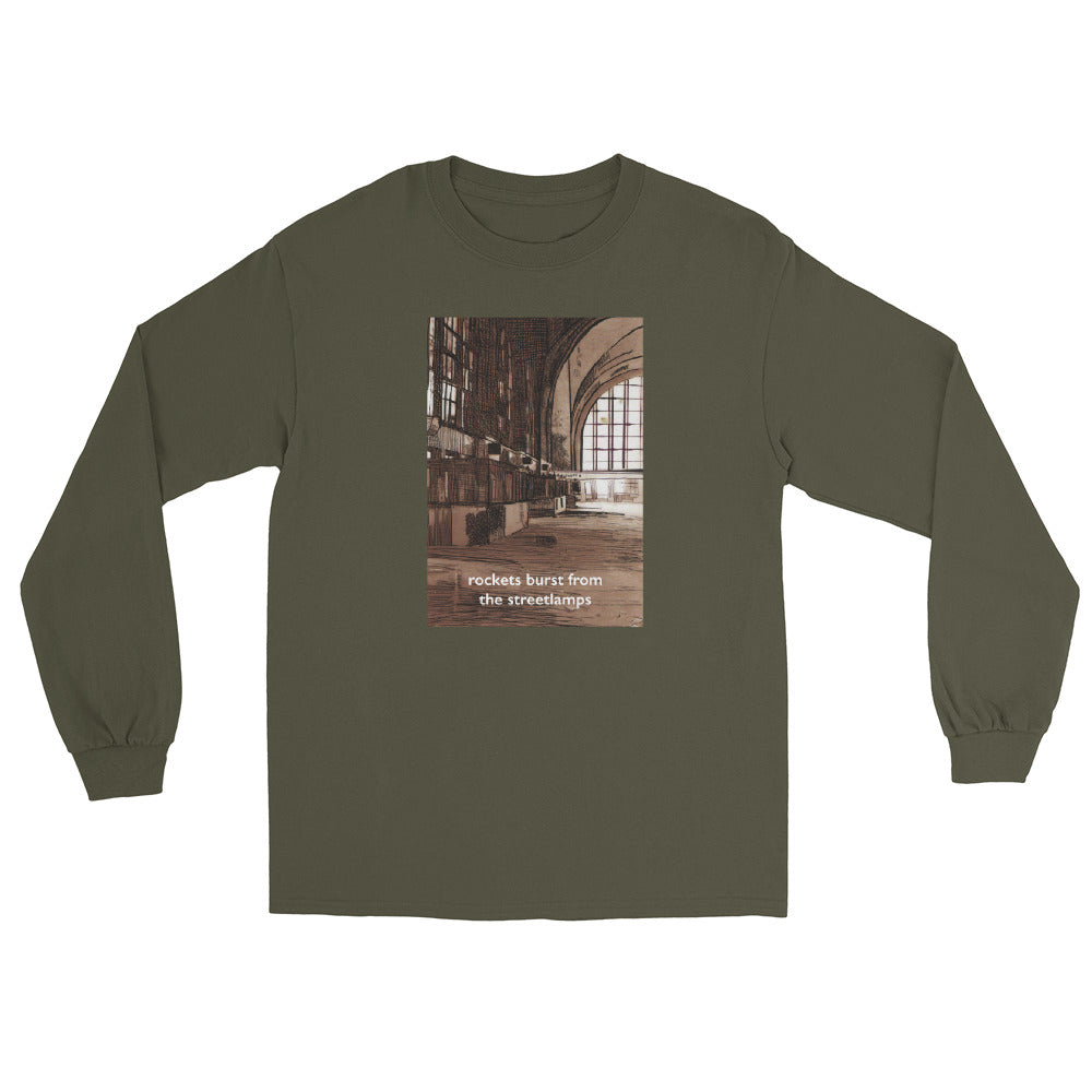 Rockets Burst from the Streetlamps Long-Sleeve Buffalo Train Station Shirt