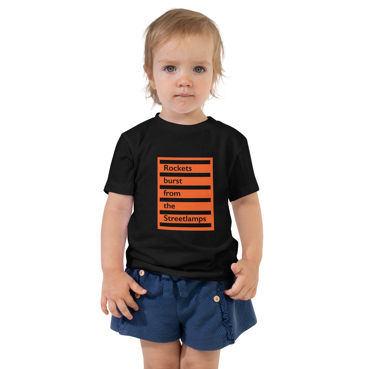 Rockets Burst from the Streetlamps Toddler Big Orange Sticker T-shirt