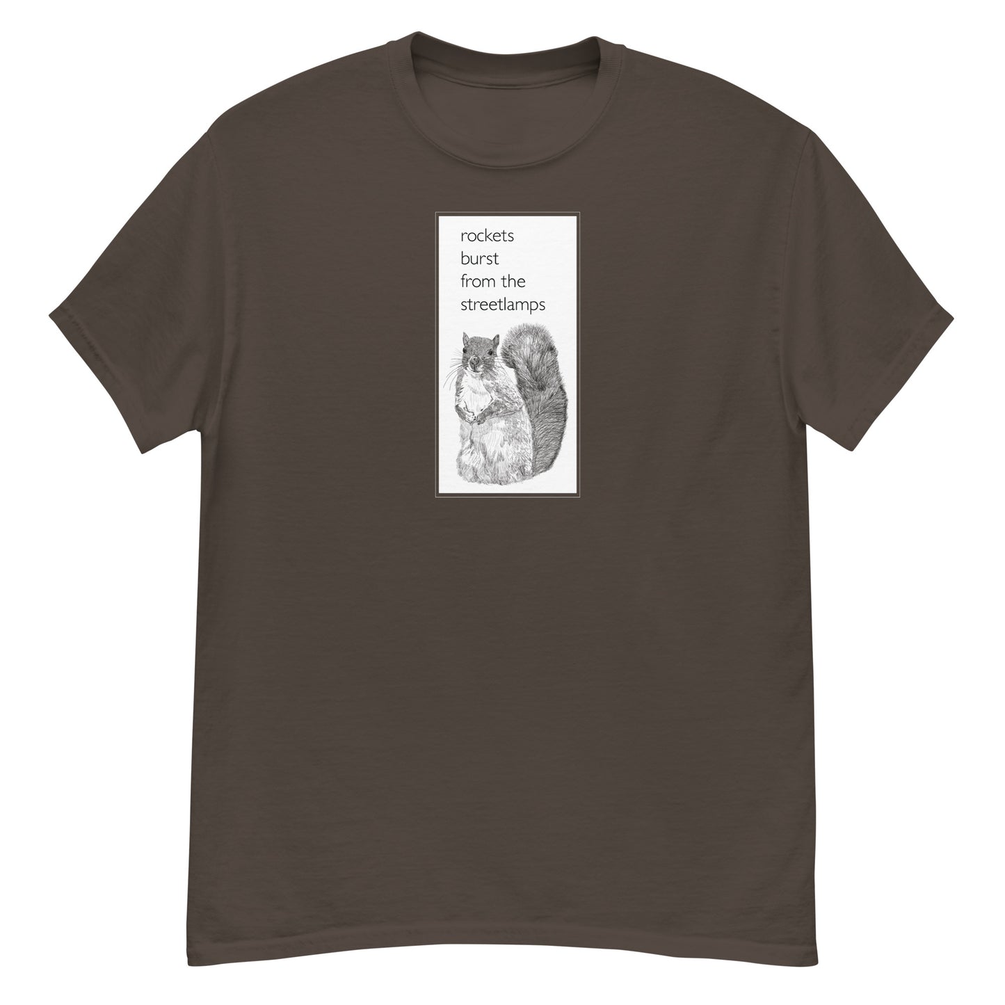 Rockets Burst from the Streetlamps Squirrel Square T-shirt