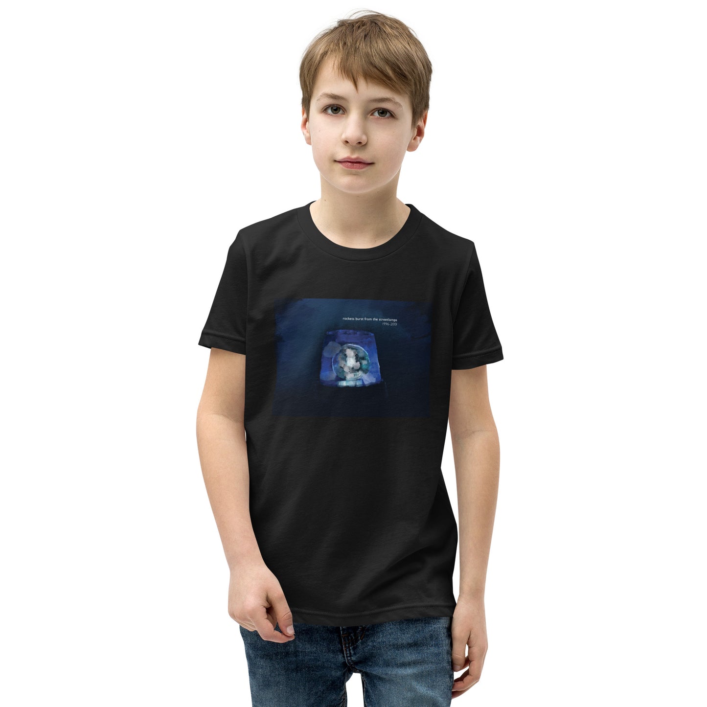 Rockets Burst from the Streetlamps Youth Memorial Blue Light T-shirt