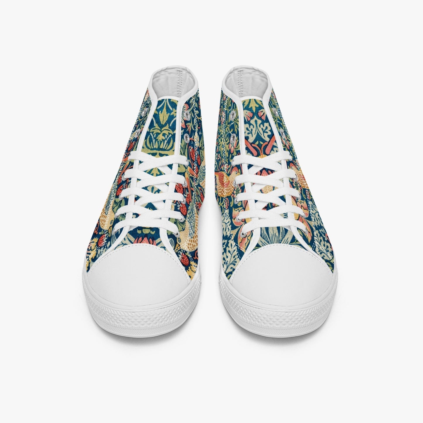 Flowered Sneakers: Canvas High-Tops with Strawberry Thief William Morris Wallpaper Design