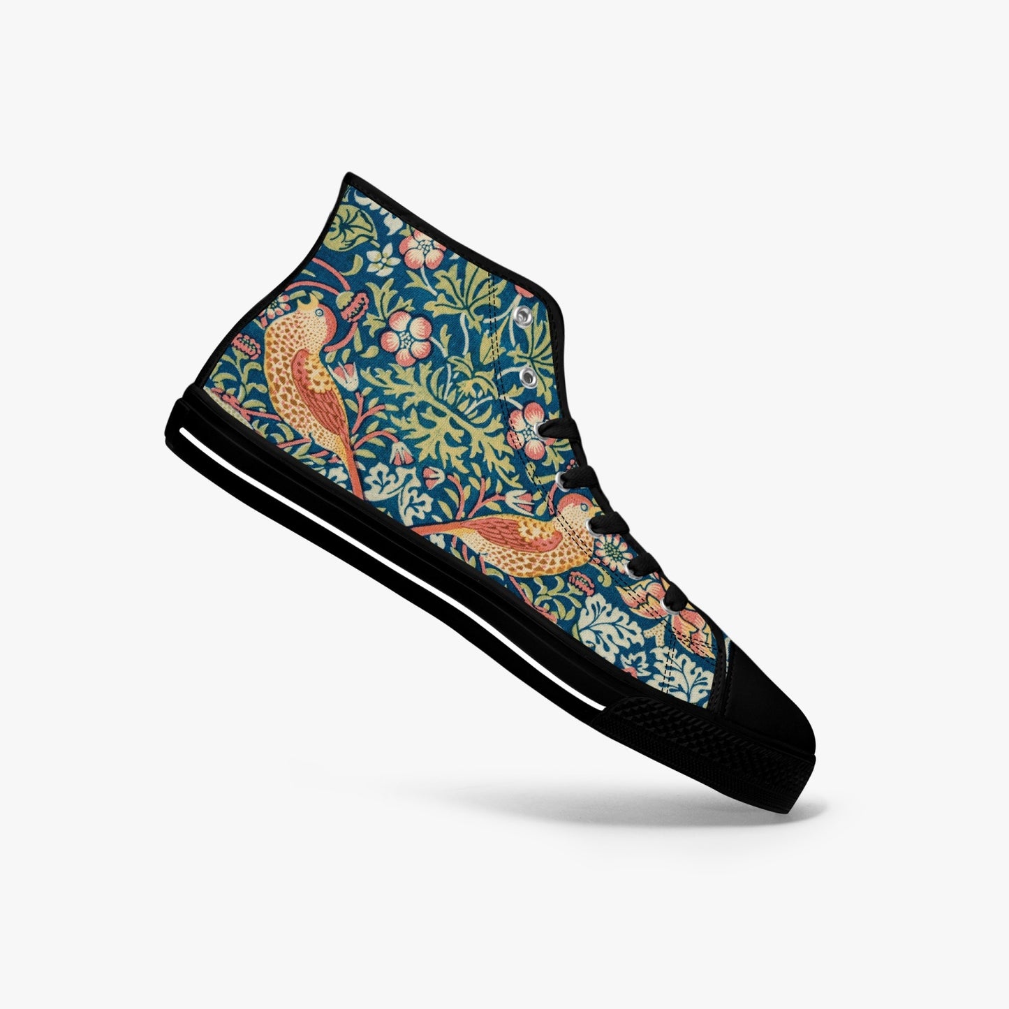 Flowered Sneakers: Canvas High-Tops with Strawberry Thief William Morris Wallpaper Design