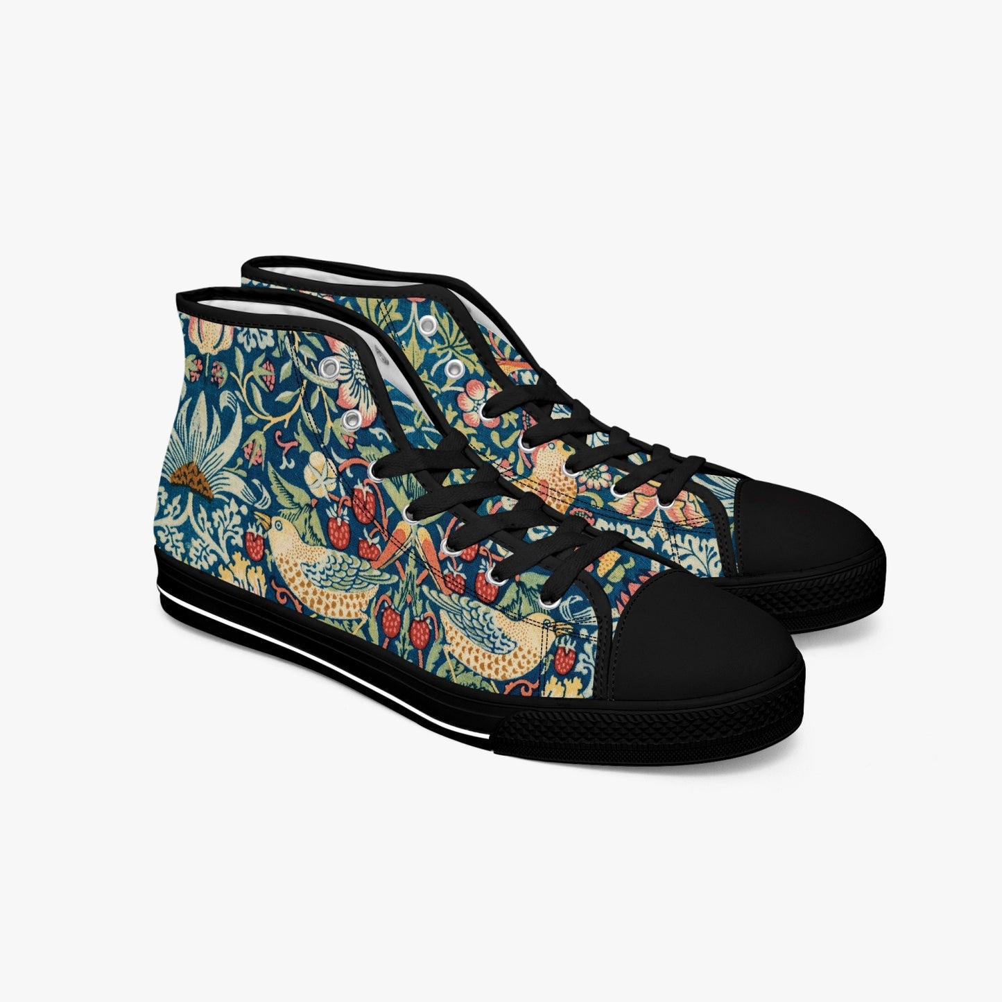 Flowered Sneakers: Canvas High-Tops with Strawberry Thief William Morris Wallpaper Design
