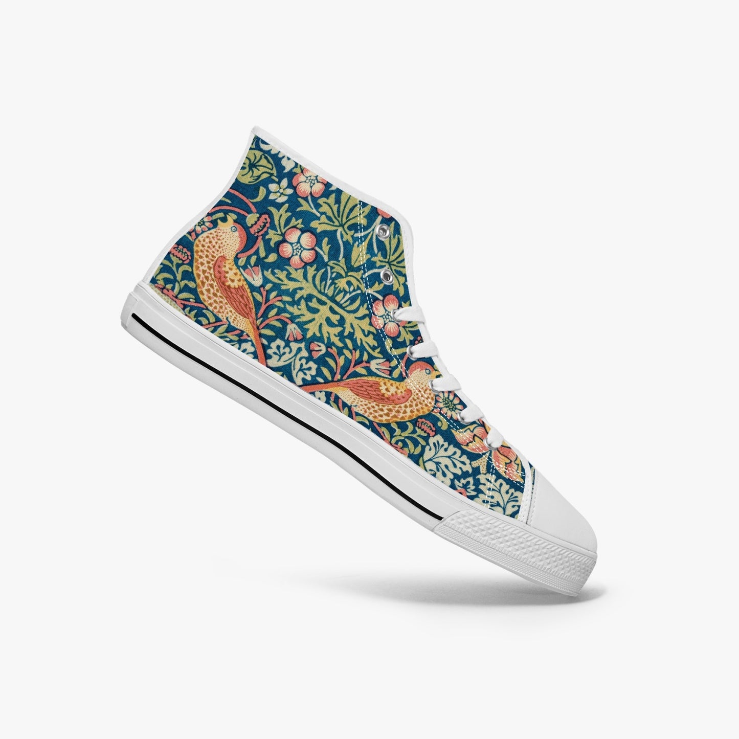 Flowered Sneakers: Canvas High-Tops with Strawberry Thief William Morris Wallpaper Design