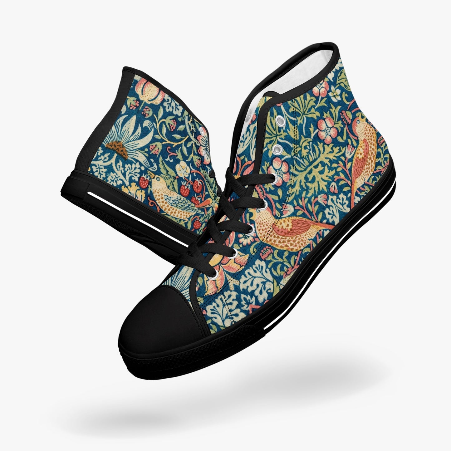 Flowered Sneakers: Canvas High-Tops with Strawberry Thief William Morris Wallpaper Design