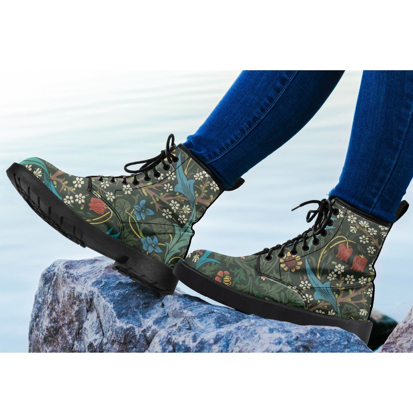 Flowered Boot Docs Style: William Morris Buckthorn Wallpaper Pattern