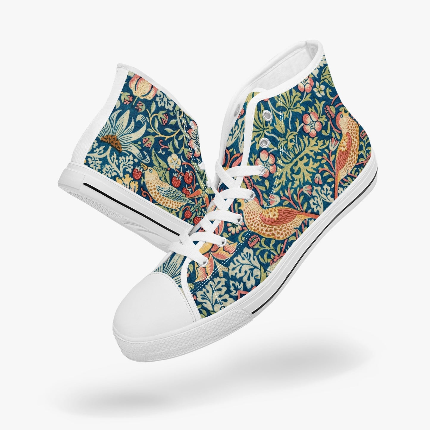 Flowered Sneakers: Canvas High-Tops with Strawberry Thief William Morris Wallpaper Design