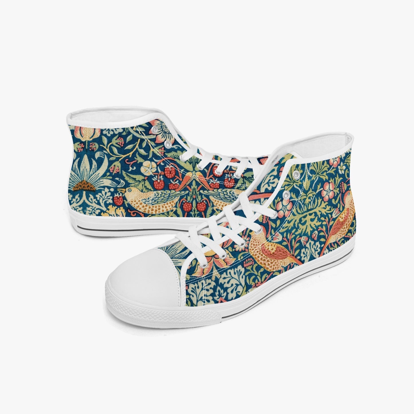 Flowered Sneakers: Canvas High-Tops with Strawberry Thief William Morris Wallpaper Design