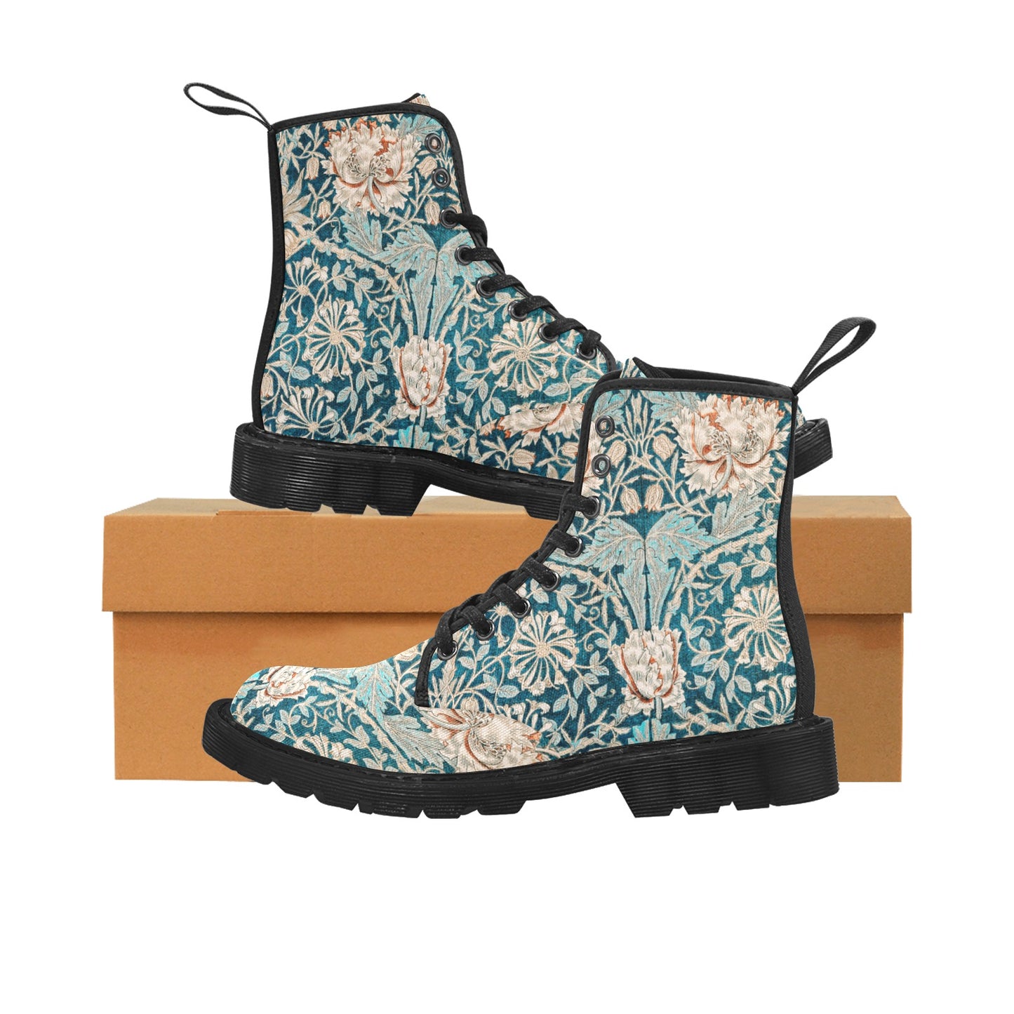 Men’s Flowered Canvas Boots with Hyacinth William Morris Wallpaper Design