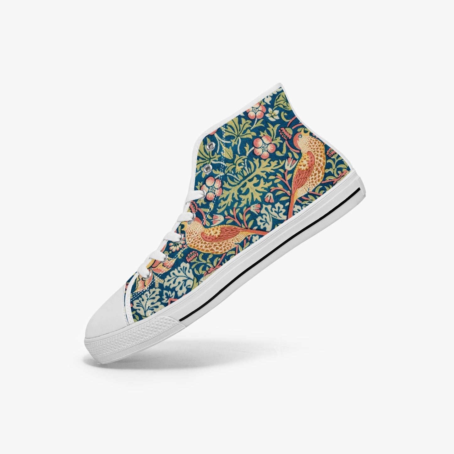 Flowered Sneakers: Canvas High-Tops with Strawberry Thief William Morris Wallpaper Design