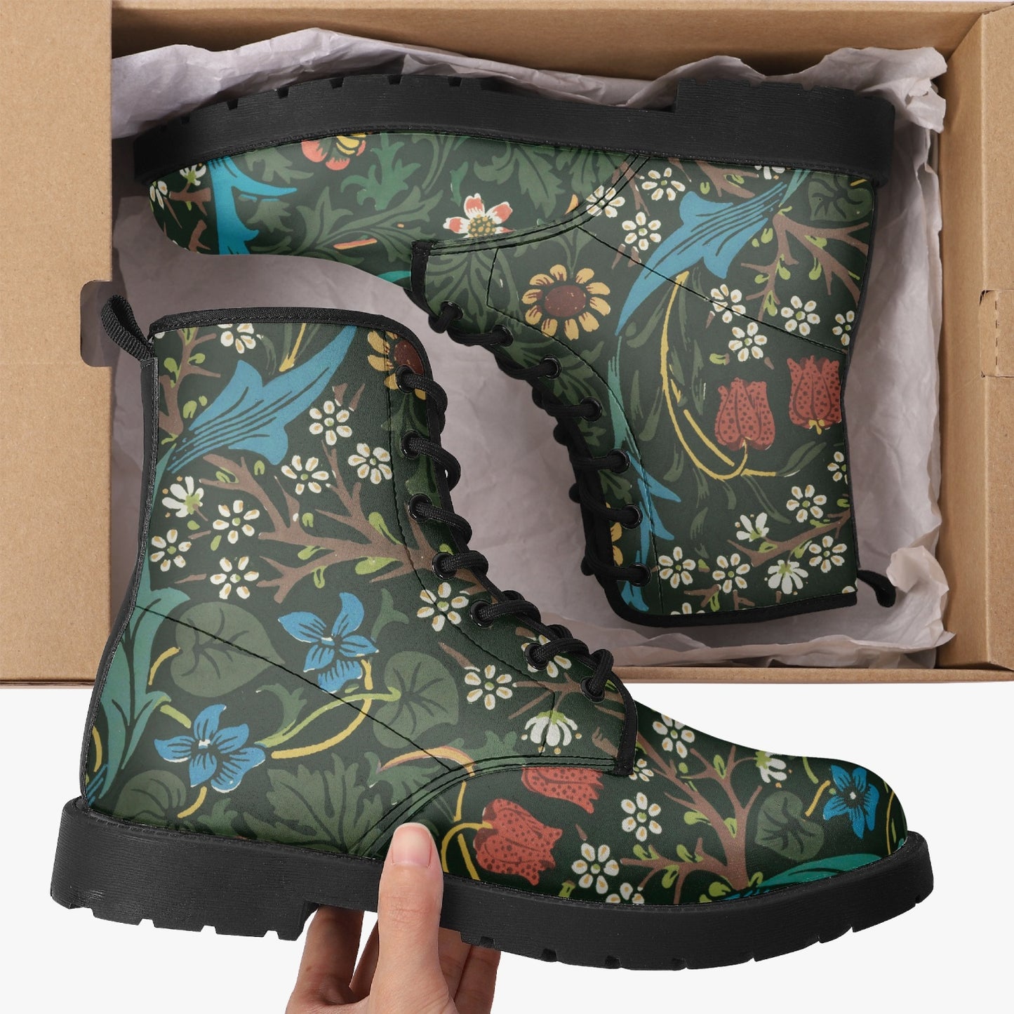 Flowered Boot Docs Style: William Morris Buckthorn Wallpaper Pattern