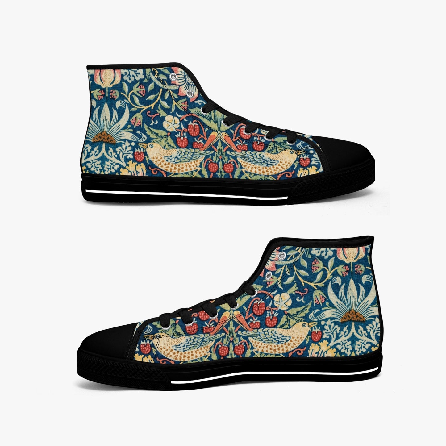 Flowered Sneakers: Canvas High-Tops with Strawberry Thief William Morris Wallpaper Design