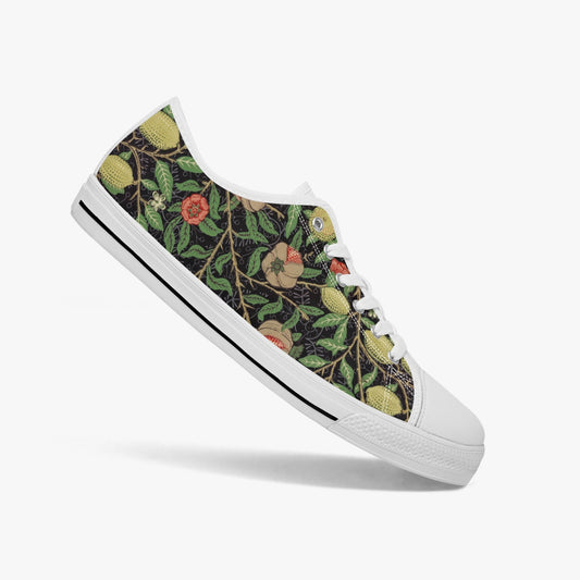 Flowered Sneakers: Canvas Low-Tops with Pomegranate William Morris Wallpaper Design