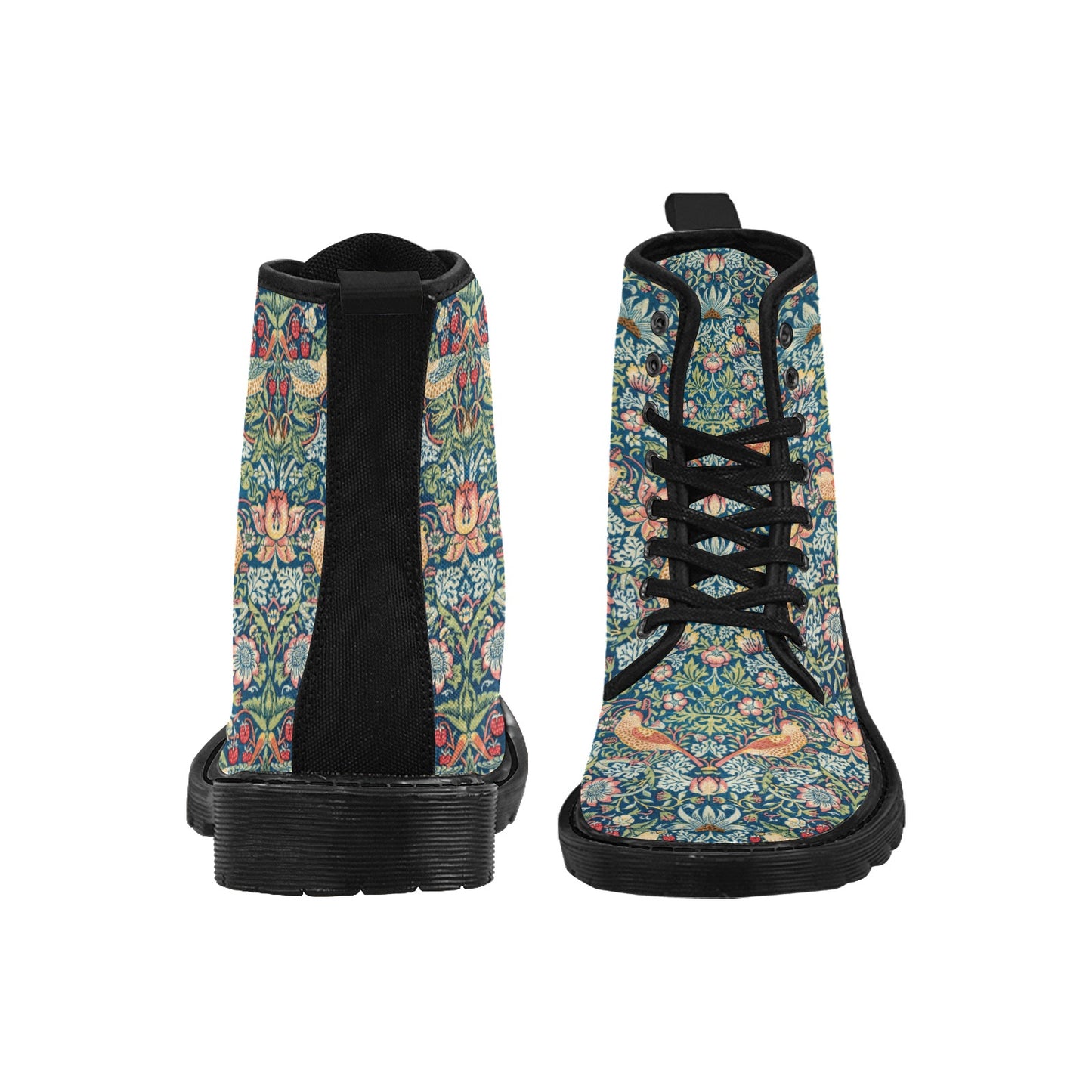 Men’s Flowered Canvas Boots with Strawberry Thief William Morris Wallpaper Design