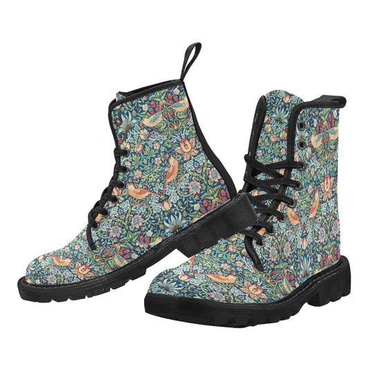 Women’s Flowered Canvas Boots with Strawberry Thief William Morris Wallpaper Design