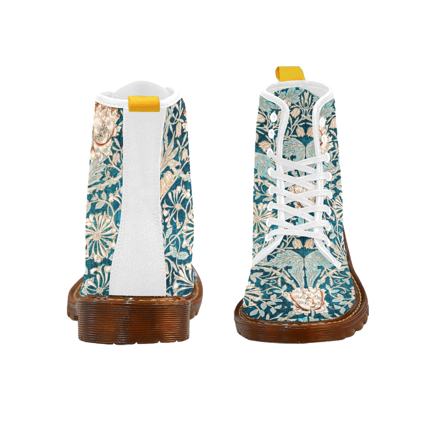 Women’s Flowered Canvas Boots with Hyacinth William Morris Wallpaper Design — Special Edition Yellow Pull Tab