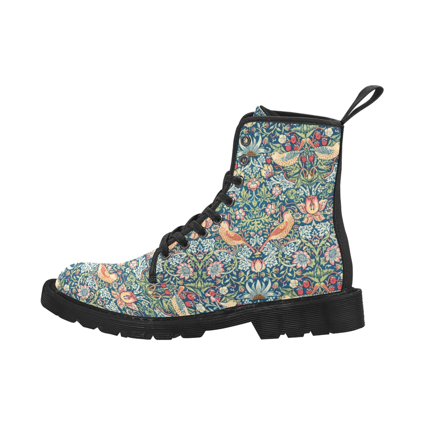 Men’s Flowered Canvas Boots with Strawberry Thief William Morris Wallpaper Design