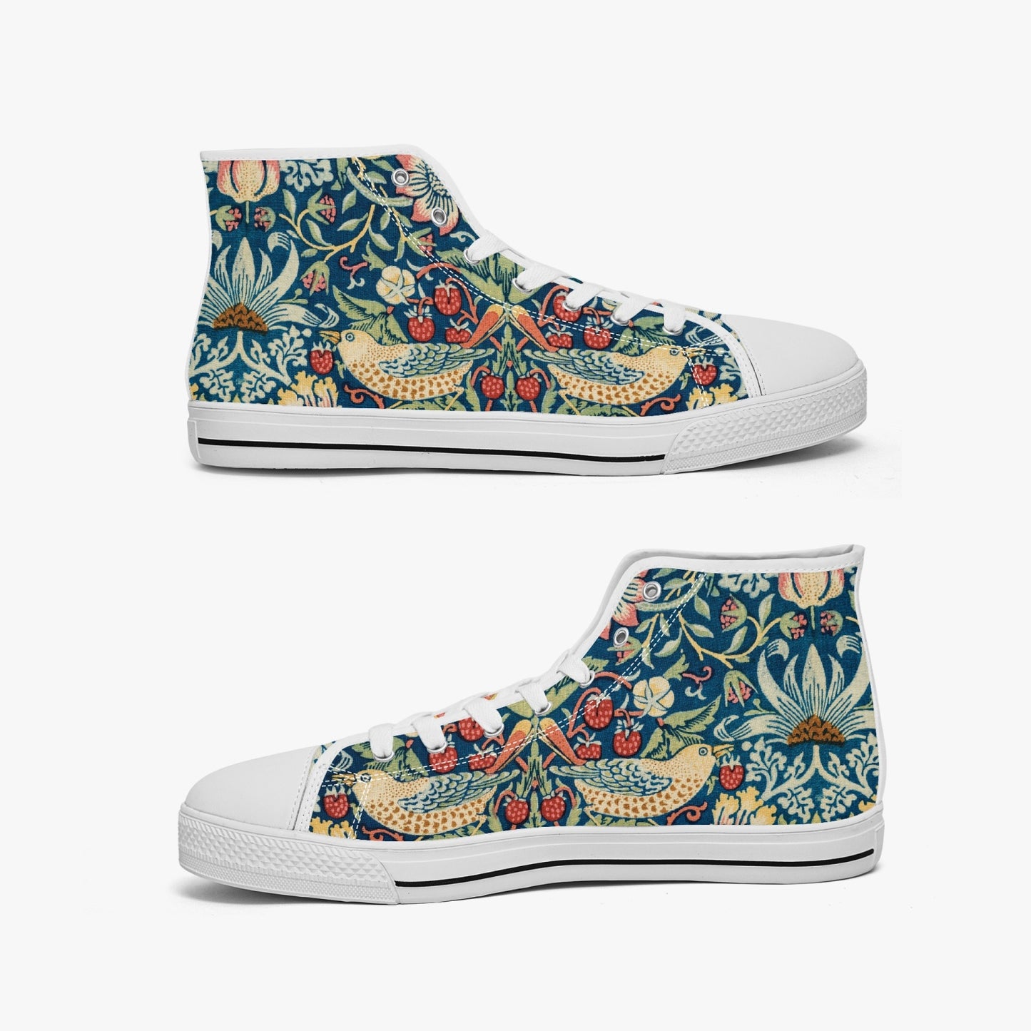 Flowered Sneakers: Canvas High-Tops with Strawberry Thief William Morris Wallpaper Design