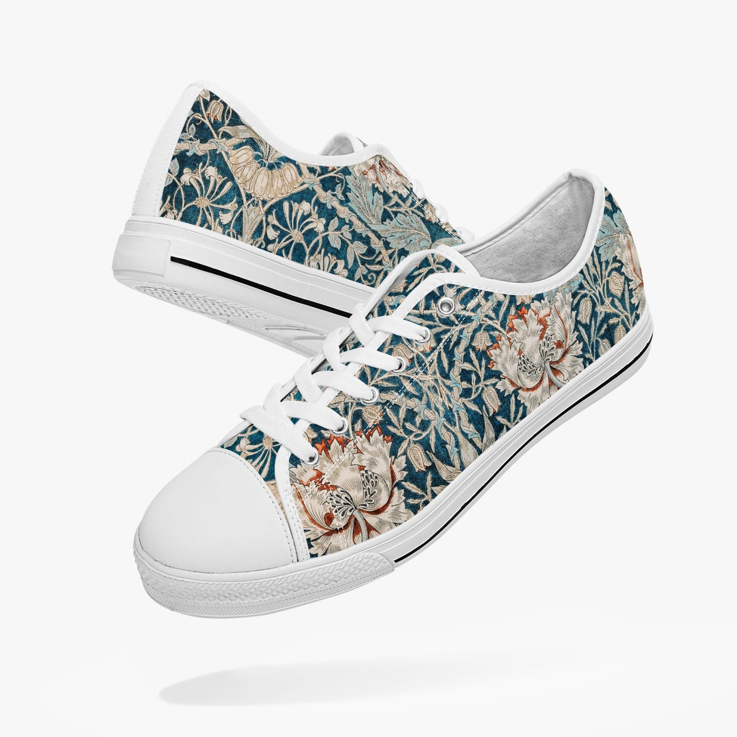 Flowered Sneakers: Canvas Low-Tops with Hyacinth William Morris Wallpaper Design