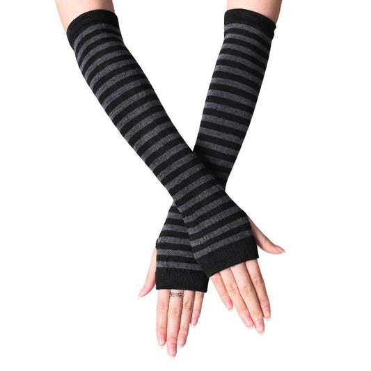 Grey & Black stripey arm warmers - Keep Salem Odd